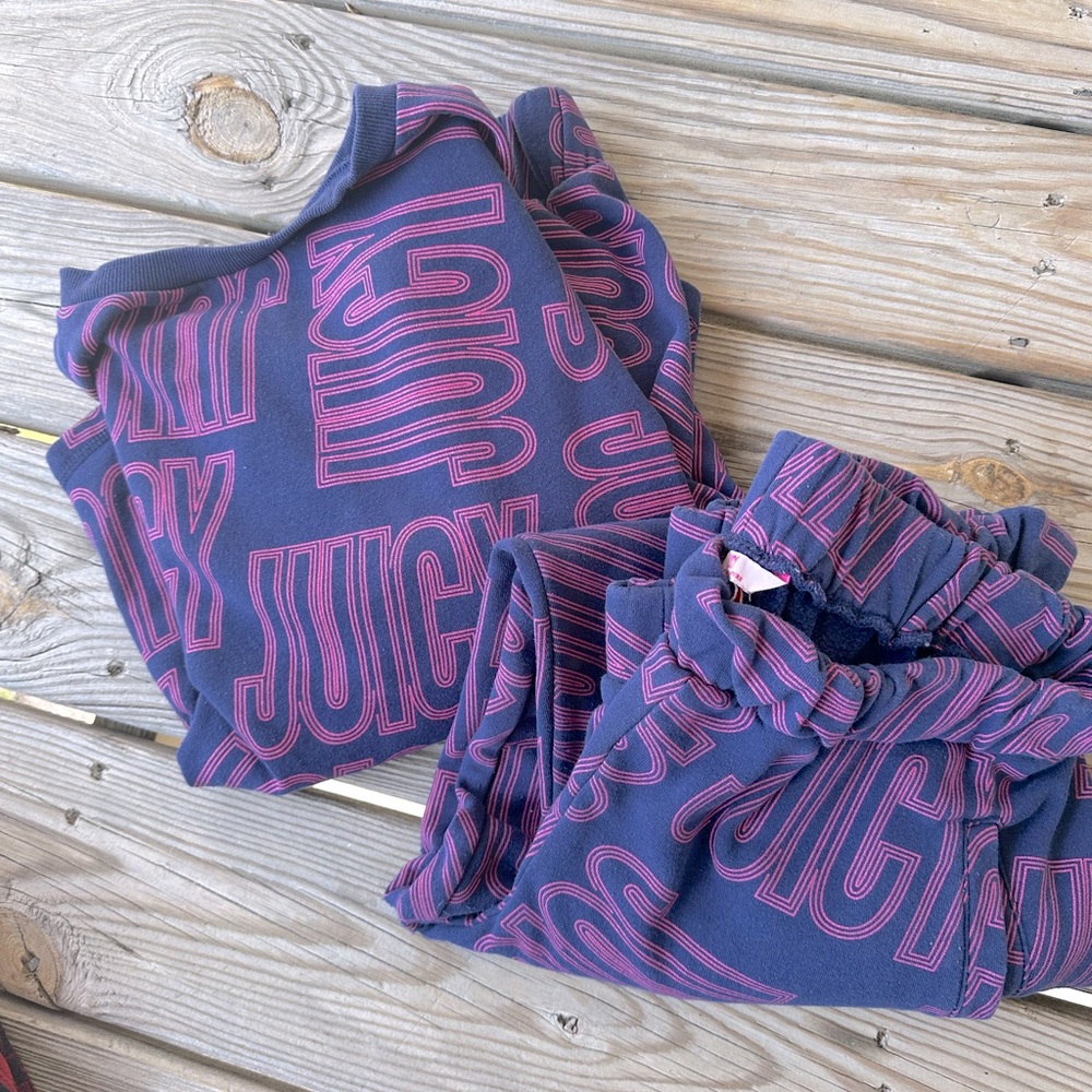 Juicy Couture Navy Sweatshirt & Hoodie Set with Pink Logo